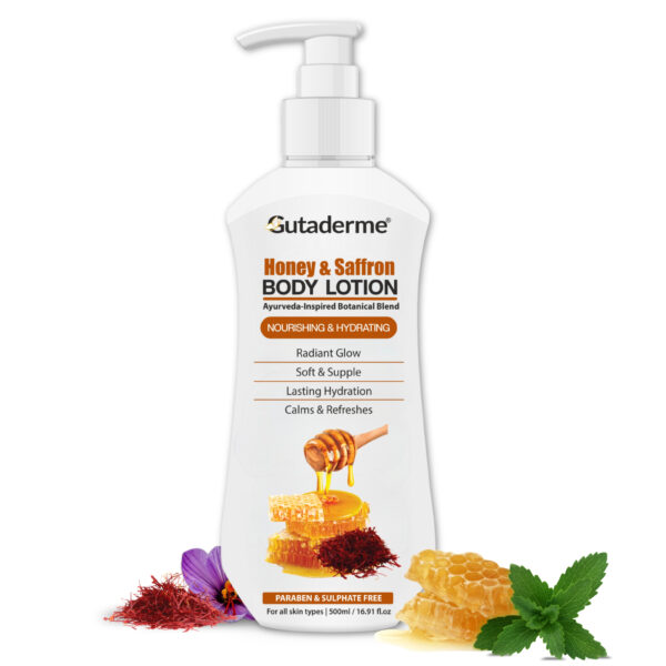Honey Saffron Body Lotion – 500ml | 16.91 fl.oz - Deep Hydration Moisturizer with Aloe Vera & Vitamin E for Glowing, Soft Skin – Lightweight Daily Lotion for All Skin Types (Men & Women)