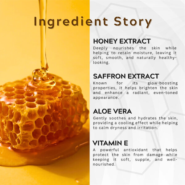 Honey Saffron Body Lotion – 500ml | 16.91 fl.oz - Deep Hydration Moisturizer with Aloe Vera & Vitamin E for Glowing, Soft Skin – Lightweight Daily Lotion for All Skin Types (Men & Women) - Image 3