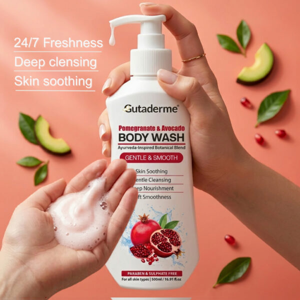 Pomegranate & Avocado Body Wash –16.91 fl.oz | 500ml - Hydrating & Gentle Cleanser with Aloe Vera & Shea Butter for Soft, Smooth Skin – Sulfate & Paraben Free Shower Gel for Men & Women. - Image 4
