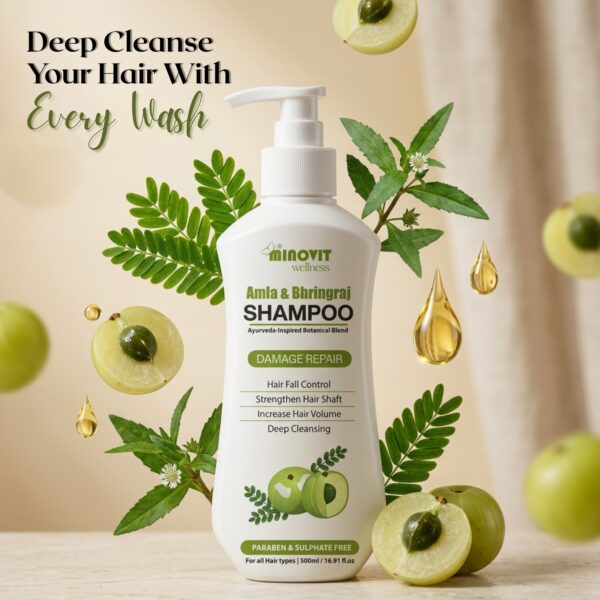 Amla Bhringraj Shampoo with Pro-Vitamin B5 & Aloe Vera – Daily Hair Cleanser for Soft & Manageable Hair – Suitable for Men & Women, All Hair Types - Image 4