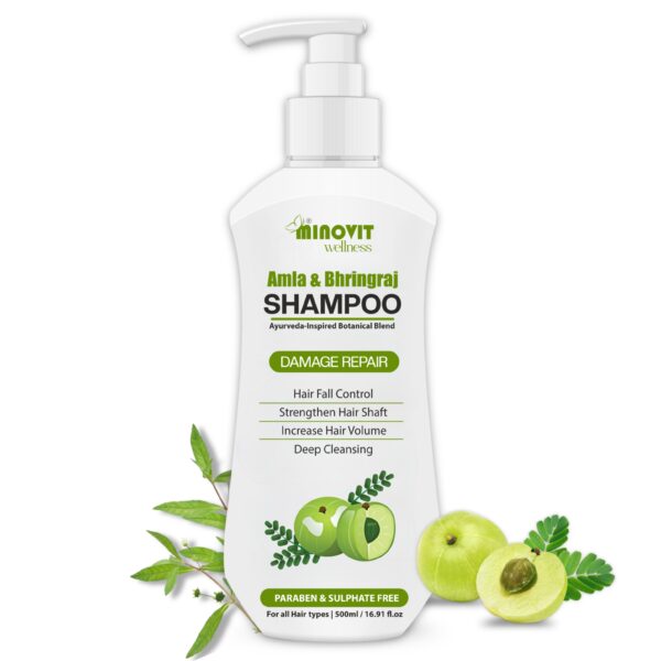 Amla Bhringraj Shampoo with Pro-Vitamin B5 & Aloe Vera – Daily Hair Cleanser for Soft & Manageable Hair – Suitable for Men & Women, All Hair Types