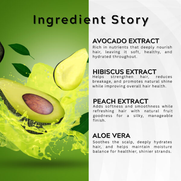 Avocado Peach Conditioner- 500ml | 16.91 fl. Deep Hydration & Repair Conditioner with Hibiscus & Aloe Vera – Smoothening, Frizz Control & Shine for Dry, Damaged Hair - For Men & Women, All Hair Type - Image 3